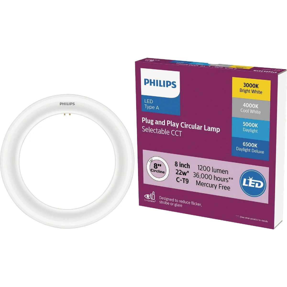 Casual Philips 22W Equivalent 8 In. Multi-CCT C-T9 G10q Base Circline LED Light Bulb Clean