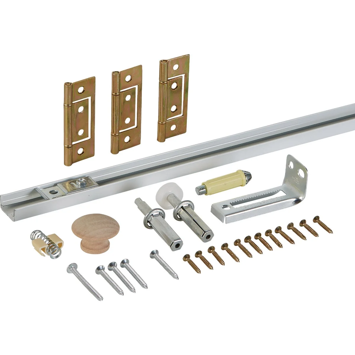Efficient National Hardware 36 In. White Folding Door Hardware Set Original