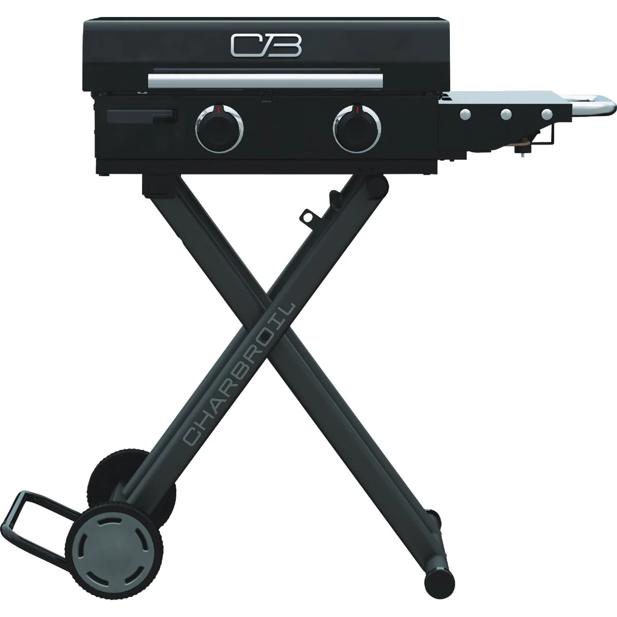 Clean Charbroil 22 In. Performance Series Folding Cart 2 Burner Portable Propane Gas Griddle Smooth