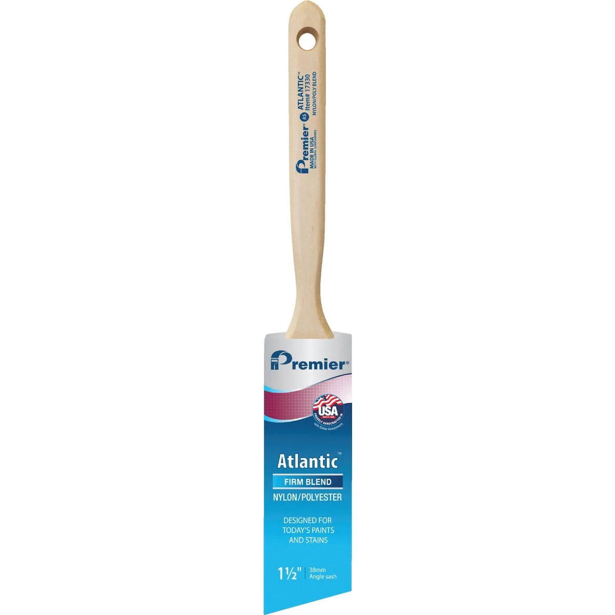 Clean Premier Atlantic 1-1 2 In. Nylon Poly Angle Sash Paint Brush Powerful