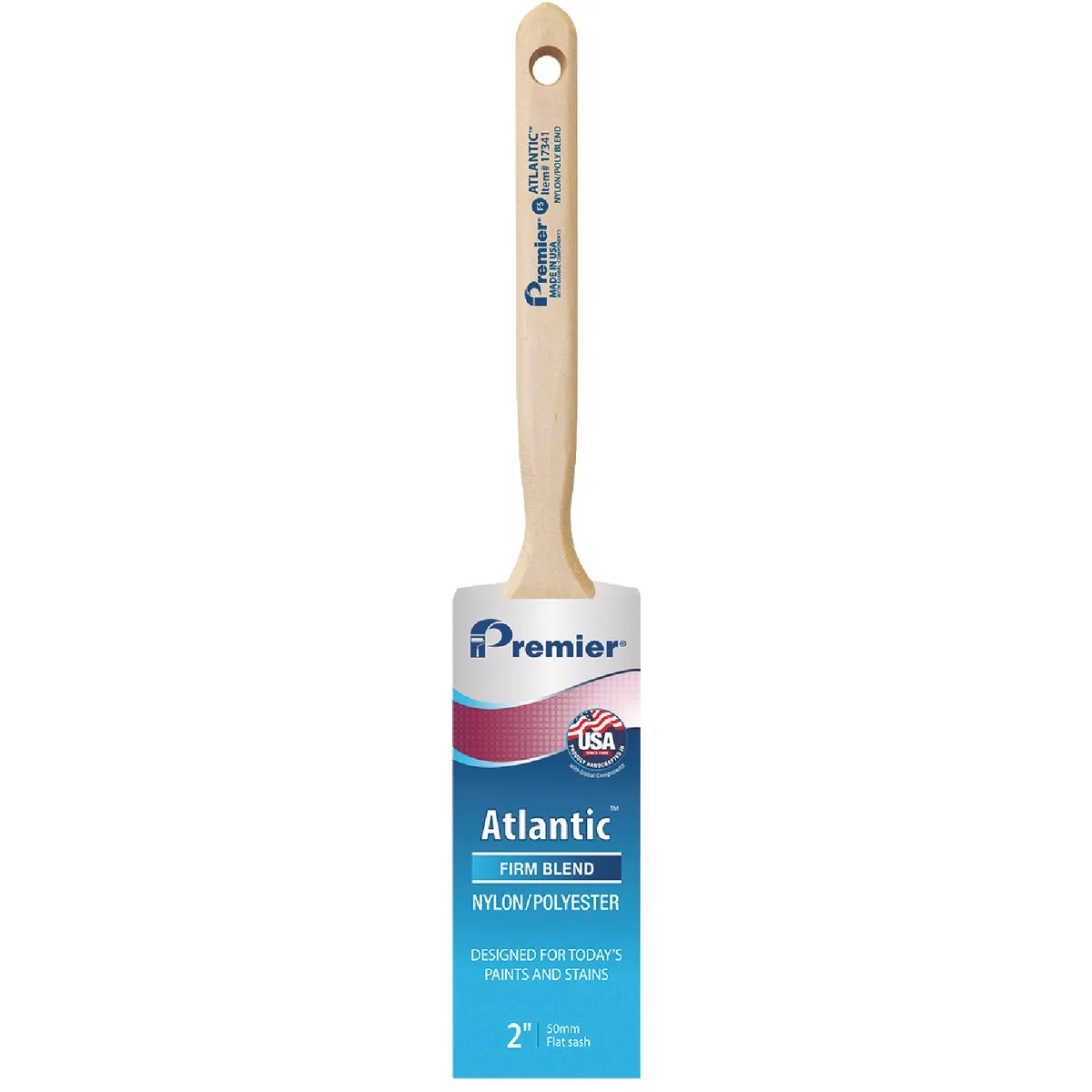 Enhanced Premier Atlantic 2 In. Flat Sash Nylon Poly Paint Brush Traditional