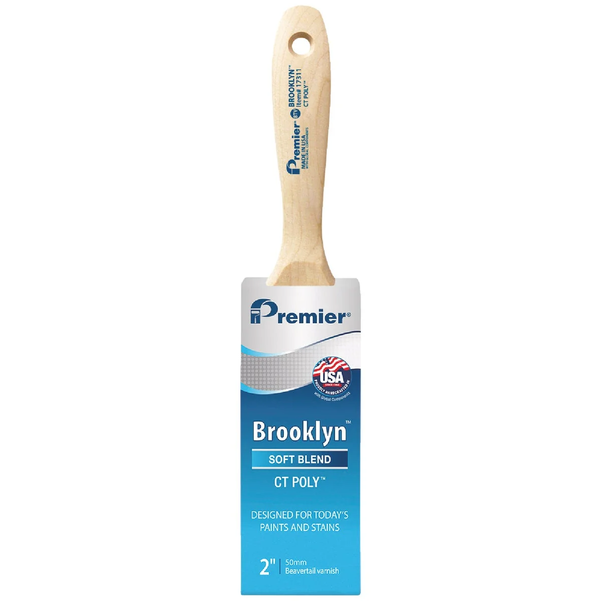 Eco-Friendly Premier Brooklyn 2 In. CT Poly Beavertail Varnish Brush Stylish