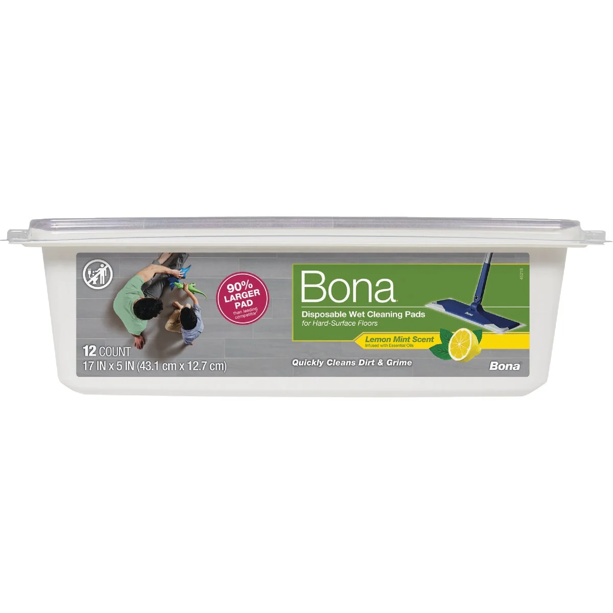 Certified Bona Lemon Mint Disposable Wet Cleaning Pads for Hard-Surface Floors 12-Count Unique