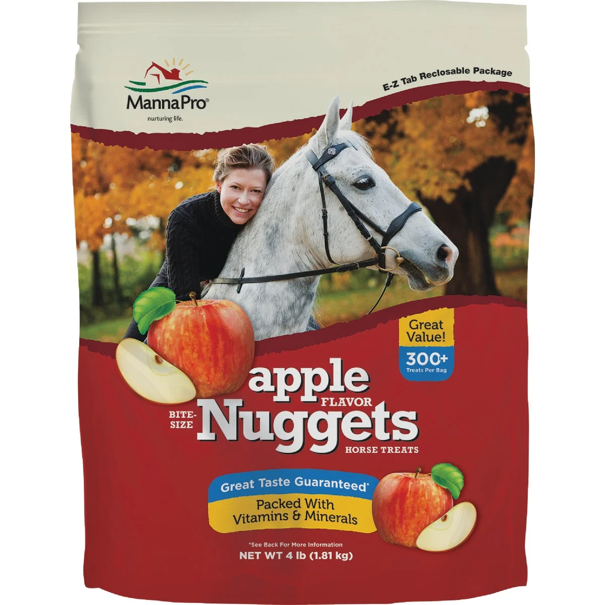 Dependable Manna Pro 4 Lb. Bite Size Apple Flavored Nuggets Practical