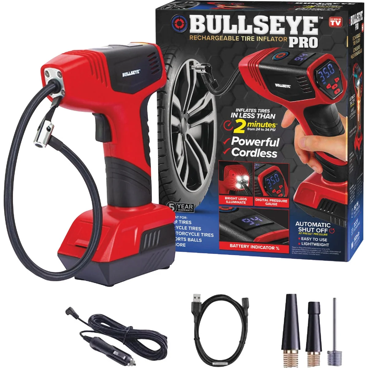 Smart Bullseye Pro Rechargeable Tire Inflator Casual