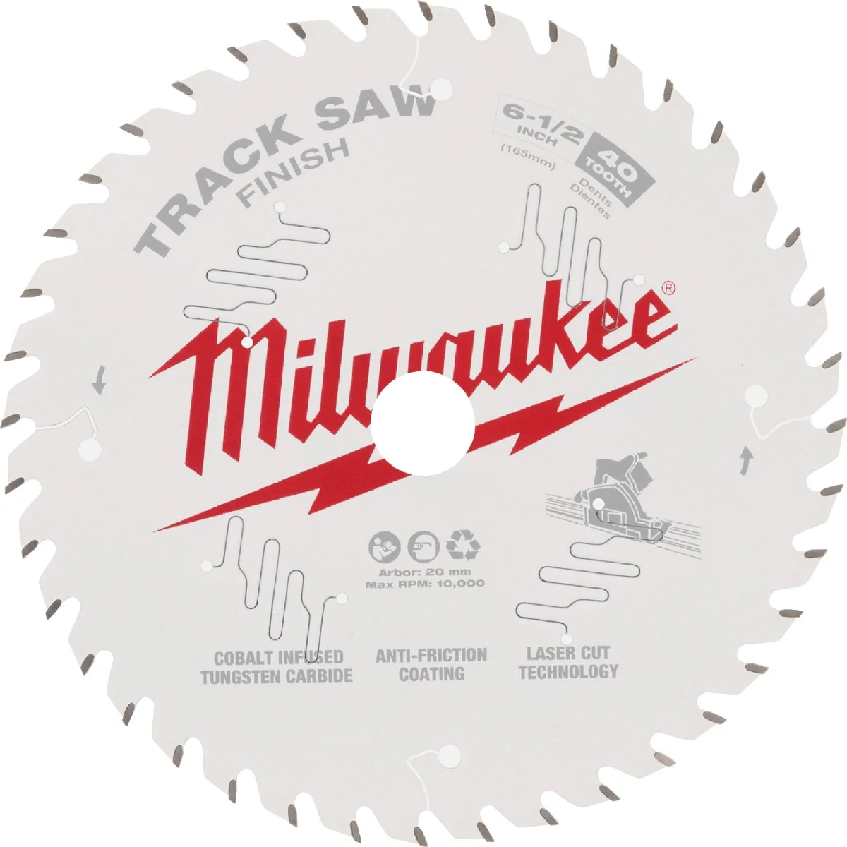 Outstanding Milwaukee 6-1 2 In. 40T Finish Track Saw Blade Soft