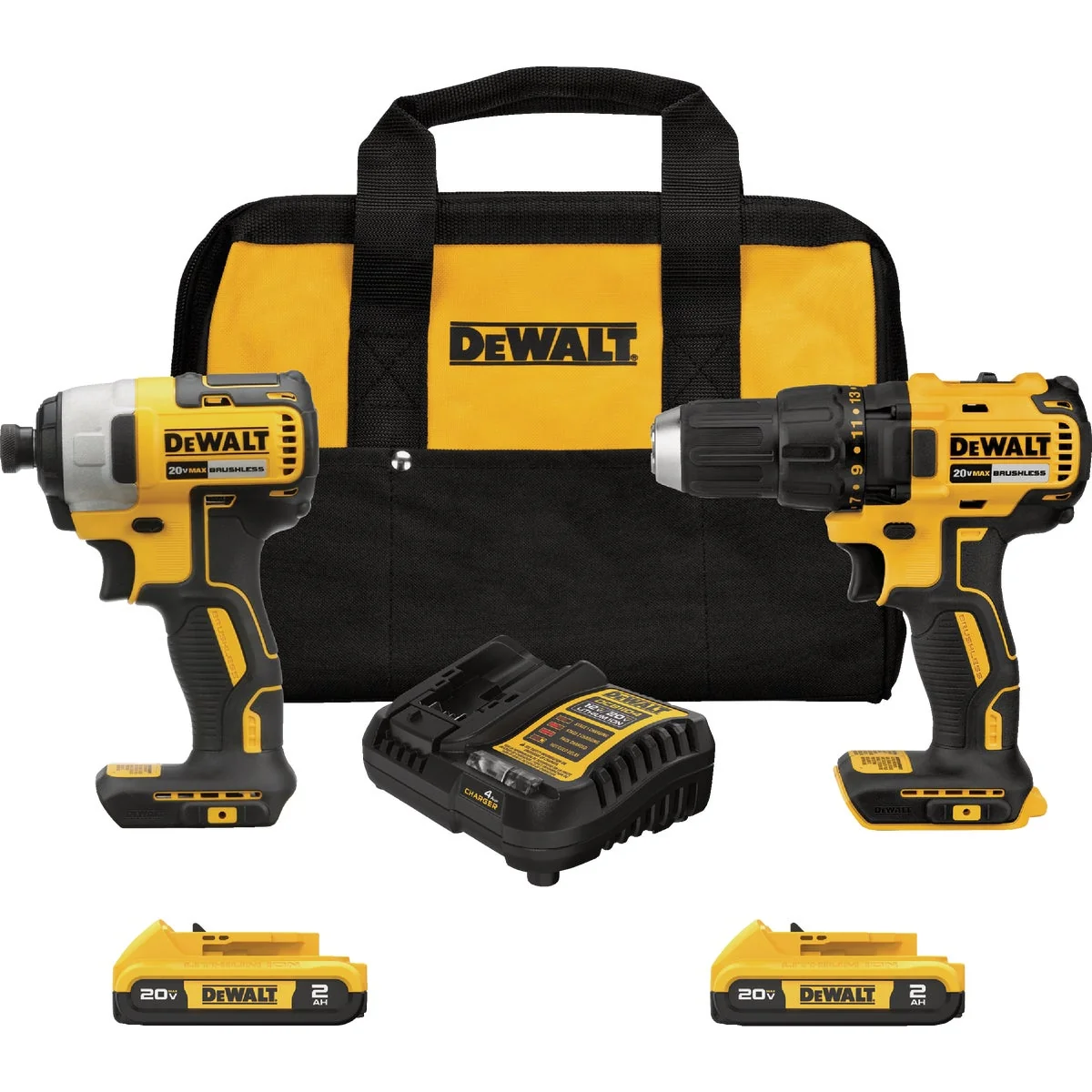 Smooth DEWALT 20V MAX 2-Tool Brushless Compact Cordless Drill Driver Impact Driver Combo Kit with 2 1.3 Ah Batteries Charger Casual