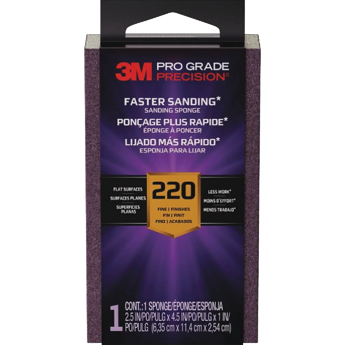 Crafted 3M Pro Grade Precision 2.5 In. x 4.5 In. x 1 In. 220 Grit Fine Sanding Sponge Outstanding
