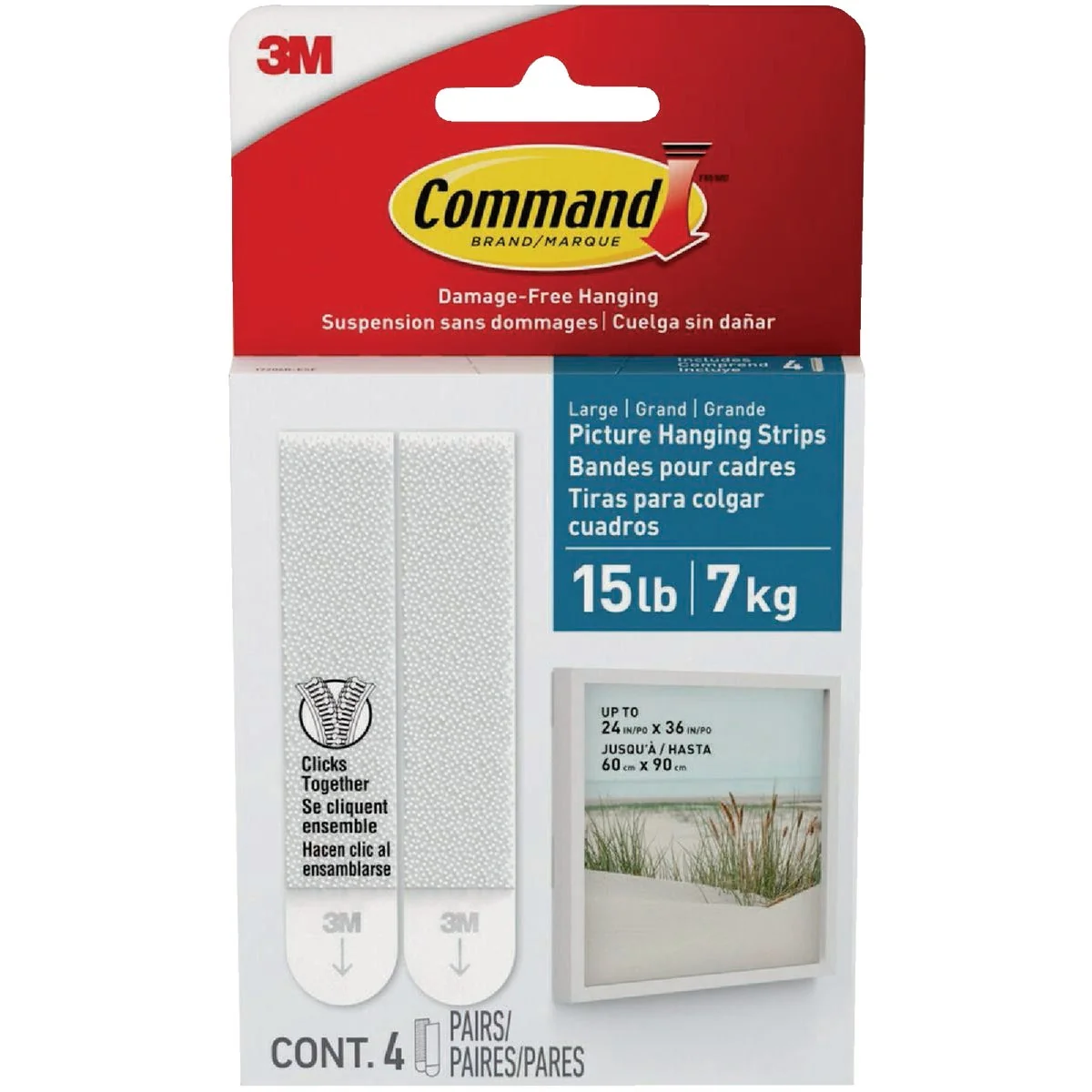 Organic Command 15 Lb. White Bath Picture Hanging Strips 4 Pairs Healthy