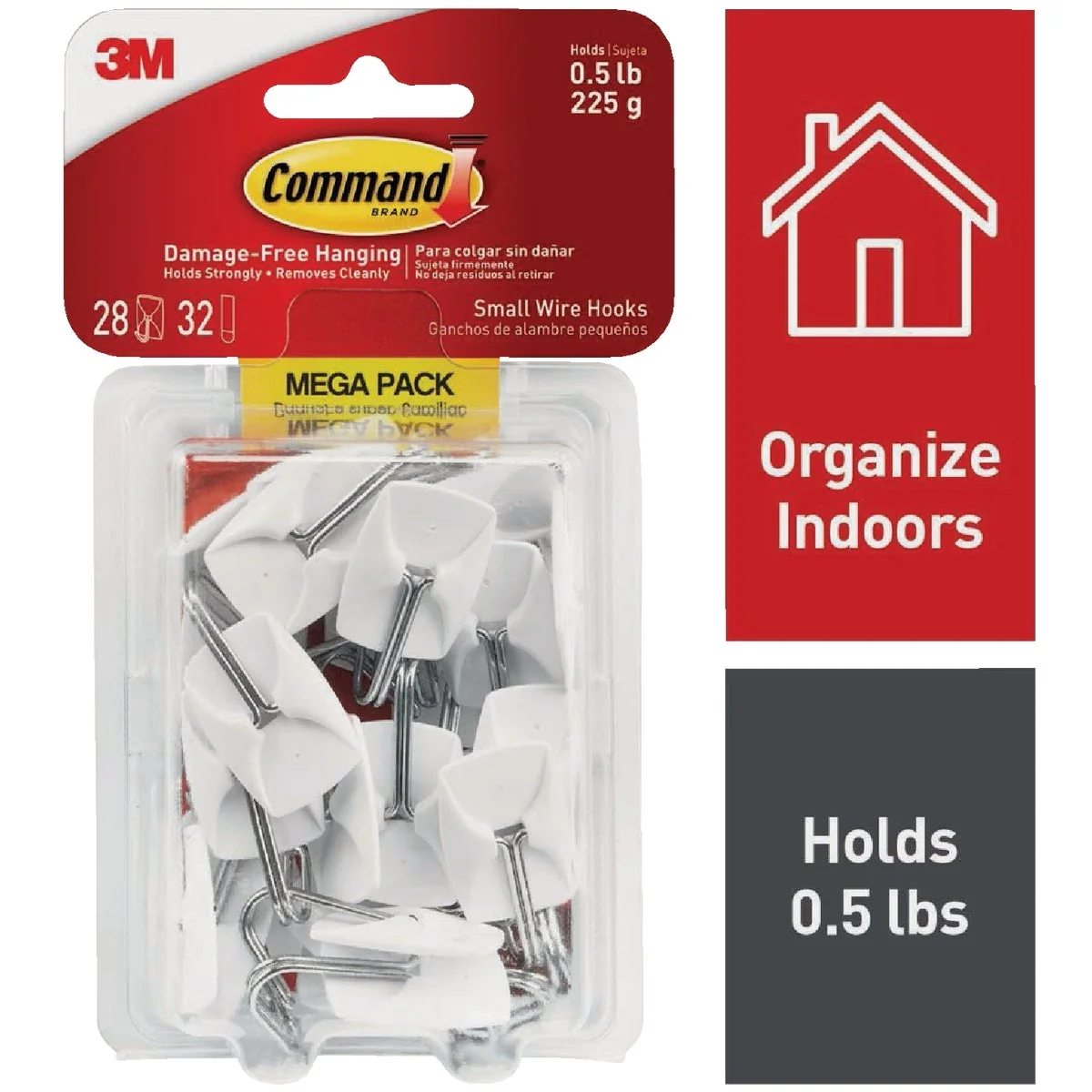 Modern Command Small Wire Hooks Mega Pack White 28 Hooks 32 Strips Pack Fine