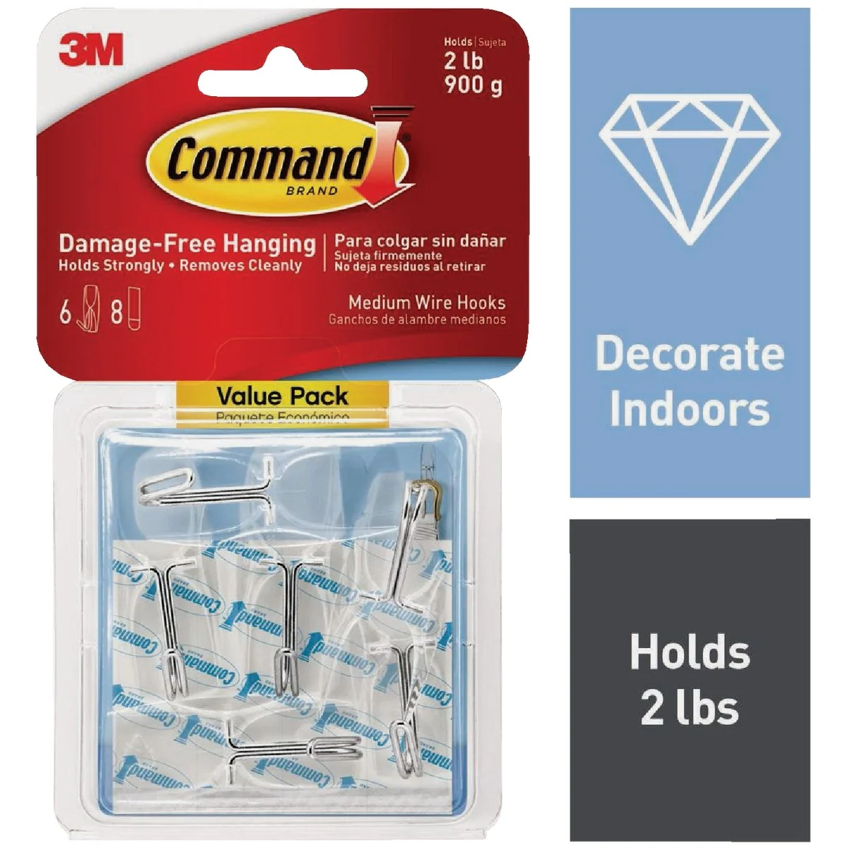 Exclusive Command Clear Medium Wire Hook Value Pack 6 Hooks 8 Strips Pack Certified