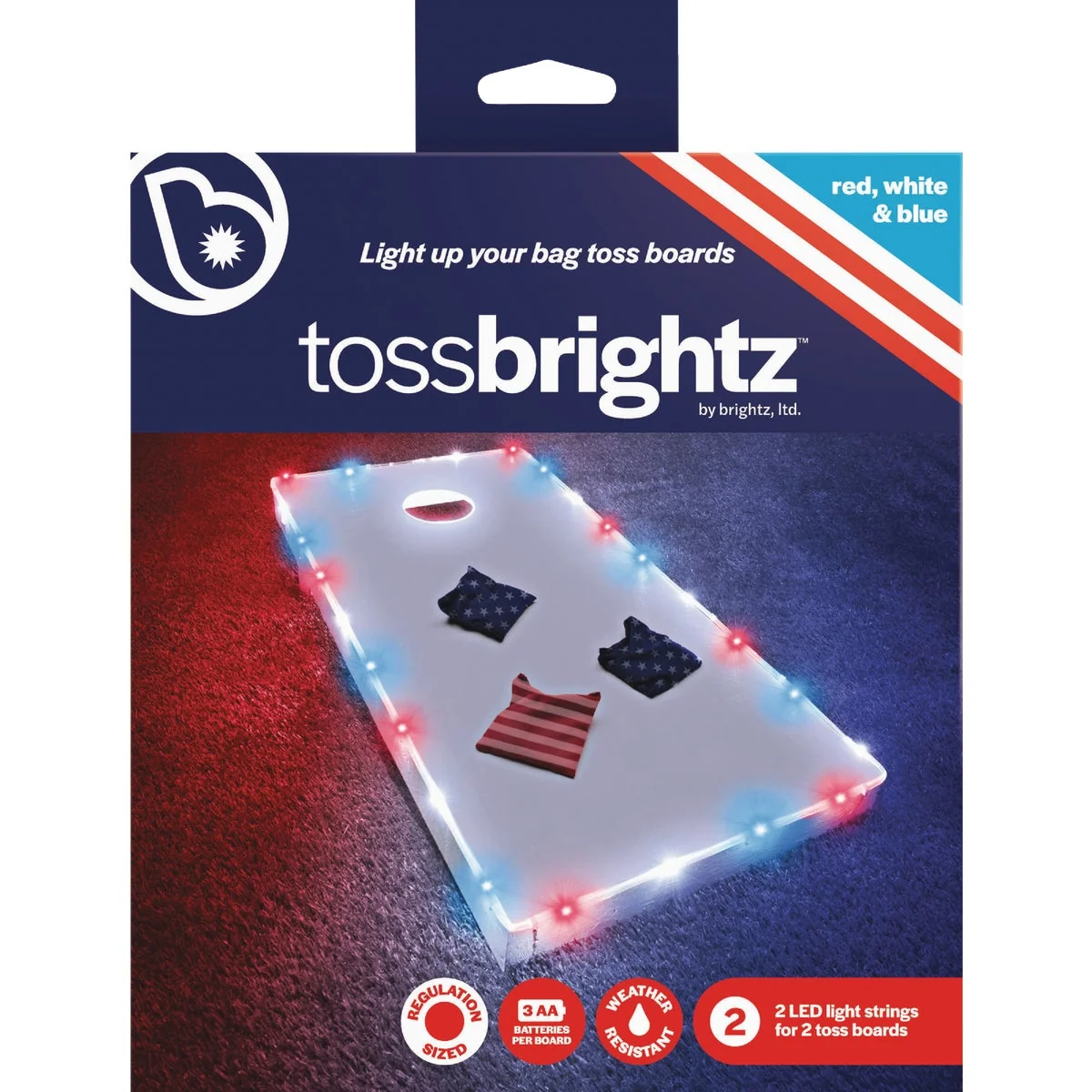 Traditional Tossbrightz 26 Ft. Patriotic LED Cornhole Lighting Kit Versatile