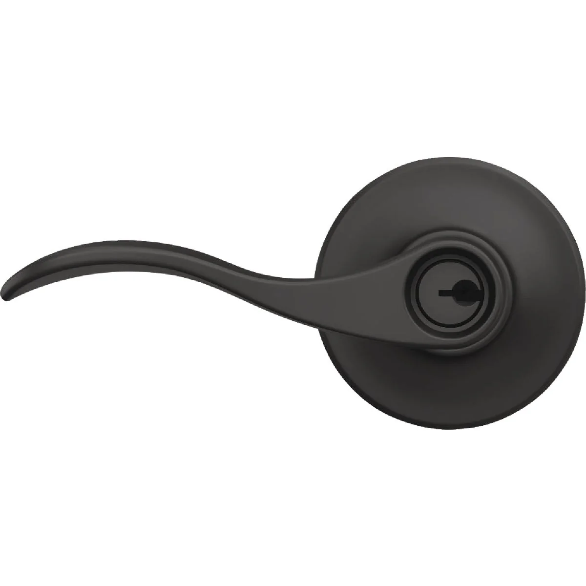 Classic Schlage Accent Lever Keyed Entry Lock in Matte Black Fine