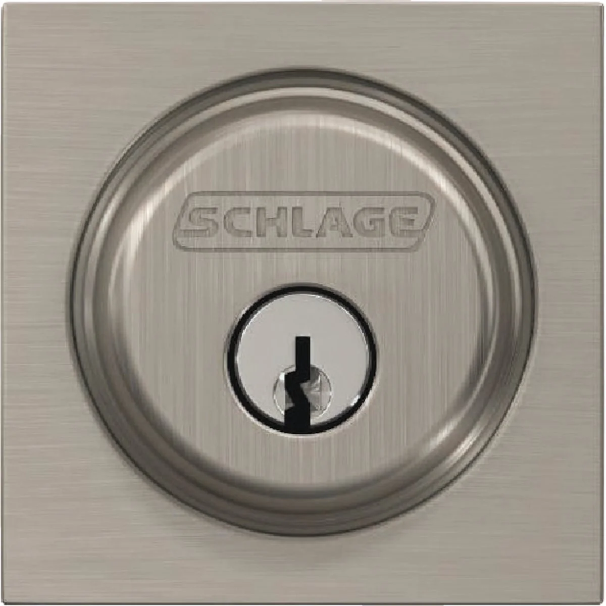 Premium Material Schlage Single Cylinder Deadbolt with Collins Trim in Satin Nickel Soft