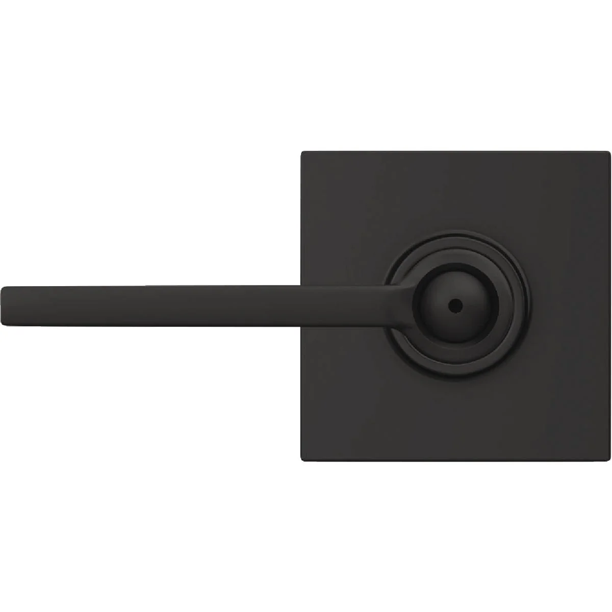 Fine Schlage Latitude Lever with Collins Trim Bed and Bath Lock in Matte Black Detailed