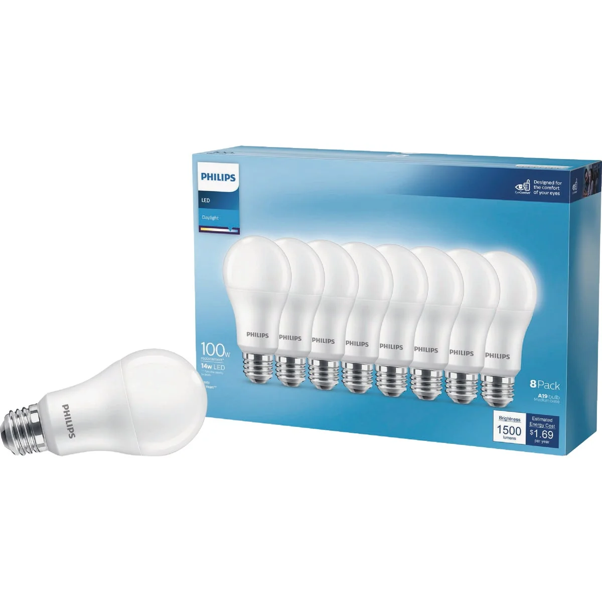 Luxury Philips 100W Equivalent Daylight A19 Medium LED Light Bulb 8-Pack Innovative