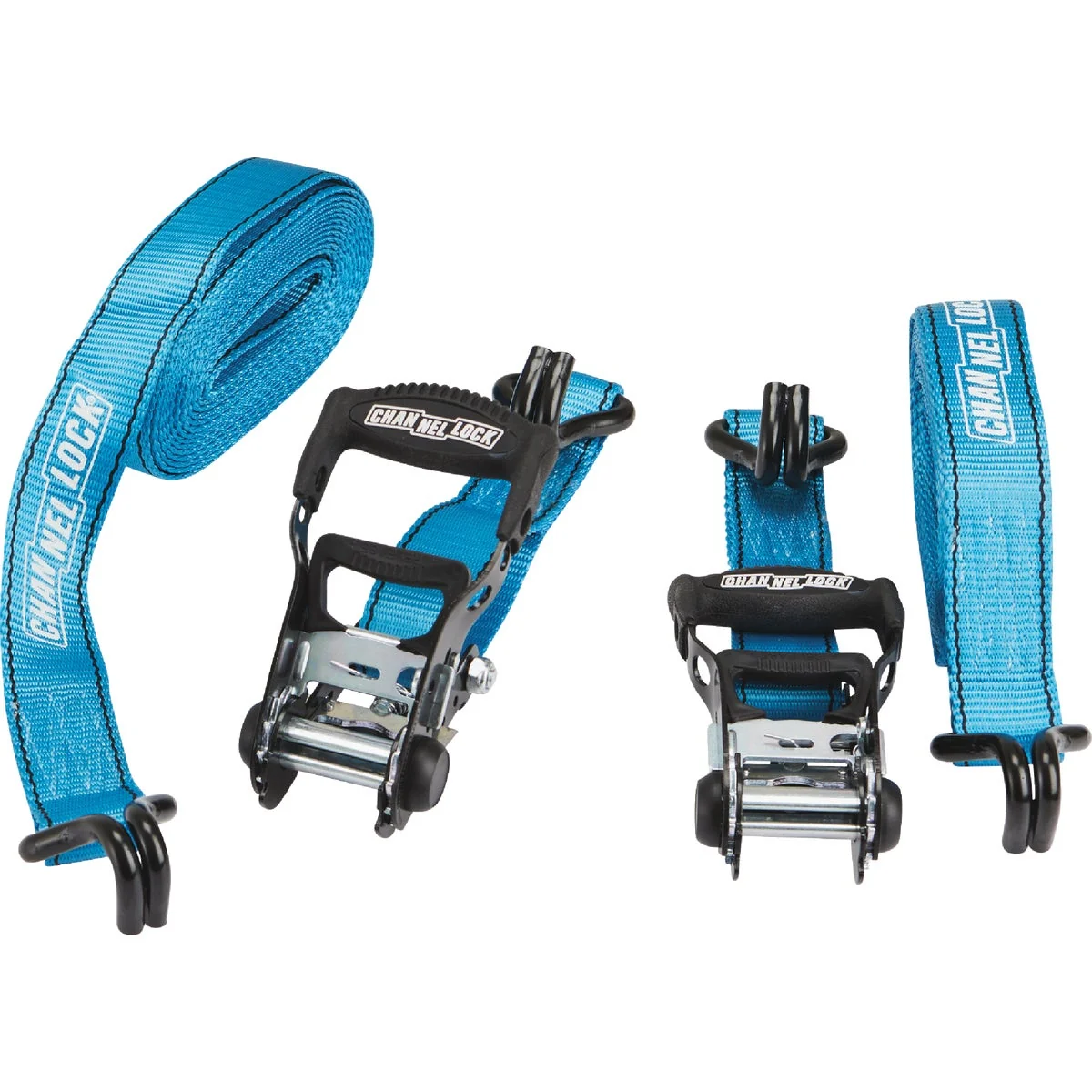 Genuine Channellock 1.5 In. x 16 Ft. Ratchet Tie Down With J Hooks 2-Pack Trusted
