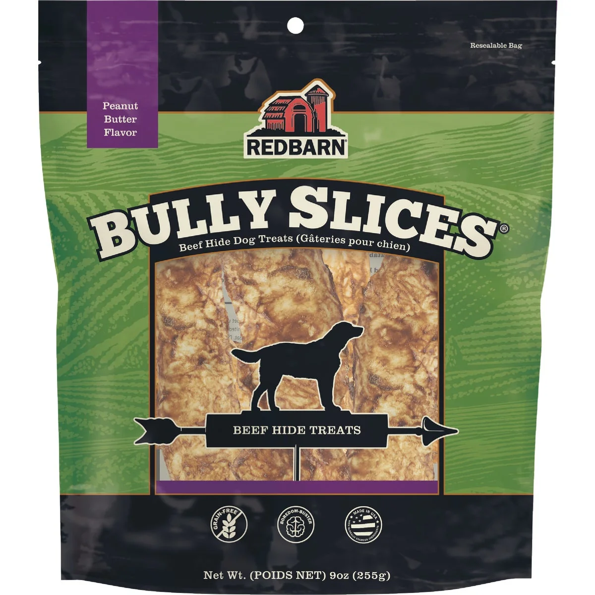 Responsible Redbarn Bully Slices 9 Oz. Peanut Butter Flavor Beef Hide Dog Treat Natural