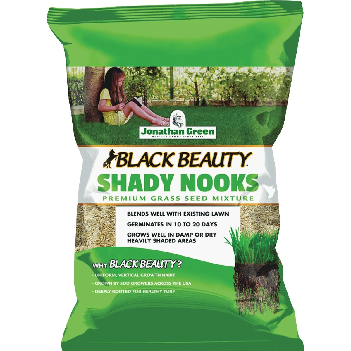 Lightweight Jonathan Green Black Beauty Shady Nooks 25 Lb. 9375 Sq. Ft. Trivialis Fescue Ryegrass Grass Seed Enhanced