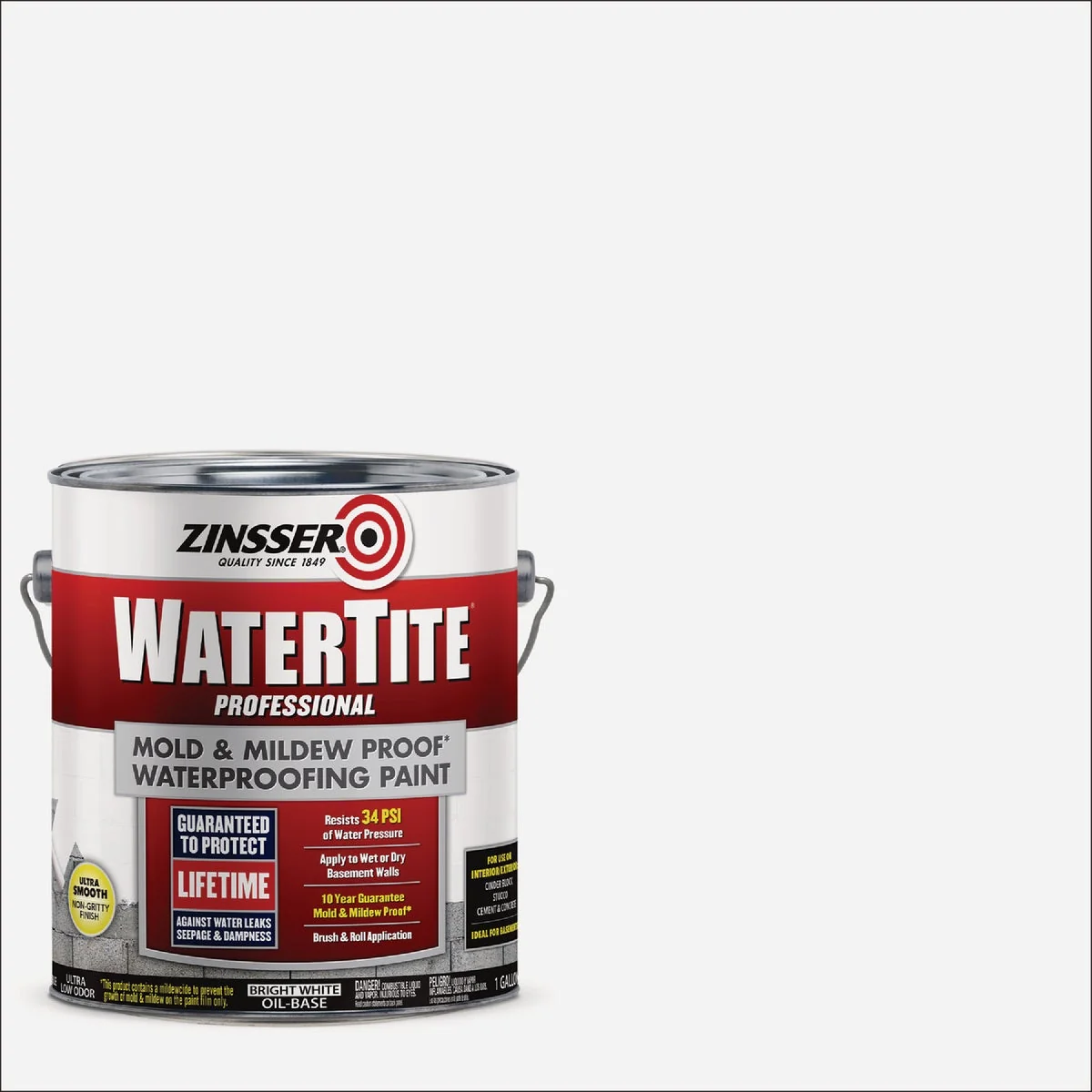 Soft Zinsser WaterTite Professional Mold Mildew Proof Bright White Waterproofing Paint 1 Gal. Modern