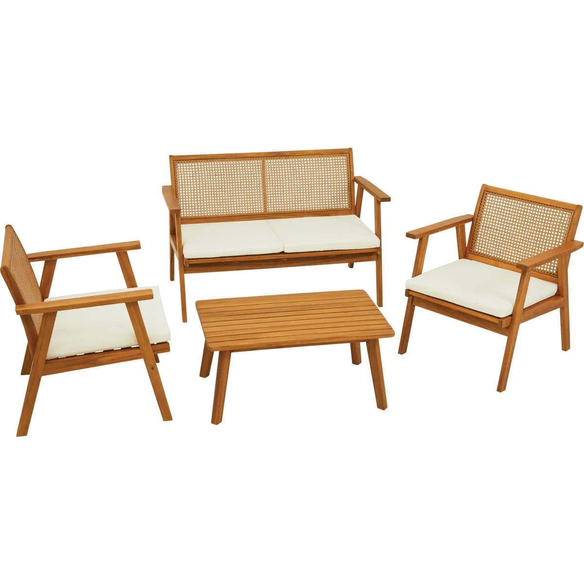 Comfortable 4-Piece Wooden Outdoor Chat Set Green