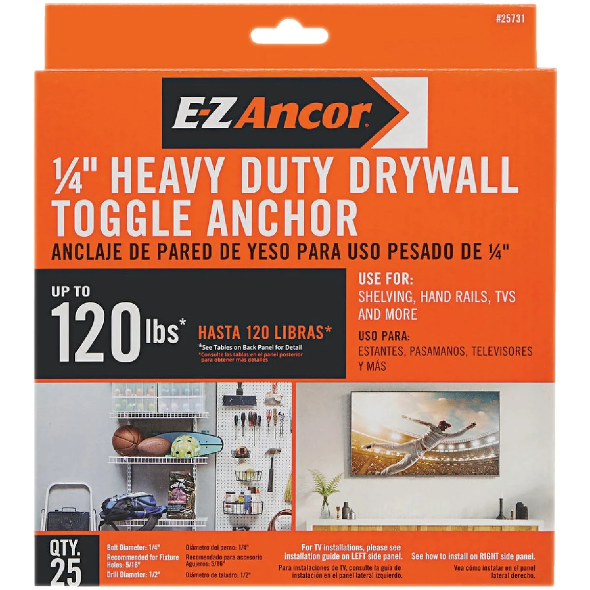 Fashionable E-Z Ancor 3 16 In. Heavy Duty Pull Toggle Drywall Anchor 25-Pack Long-Lasting