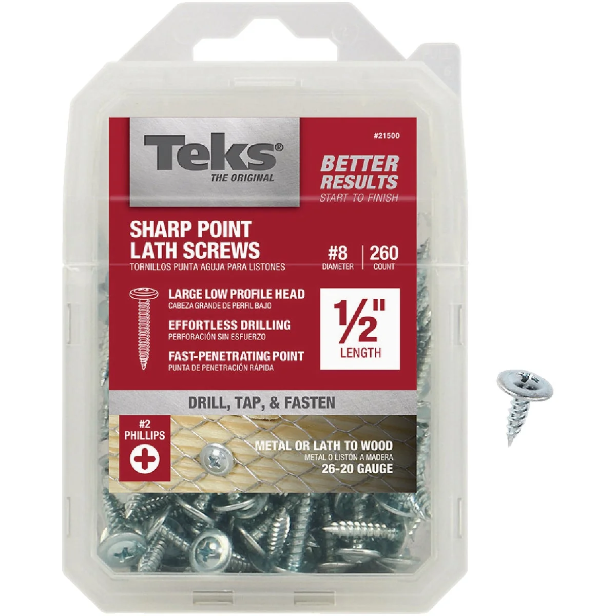 Trendy Teks 8 x 1 2 In. Modified Truss Head Sharp Point Lath Screw 260 Ct. Excellent
