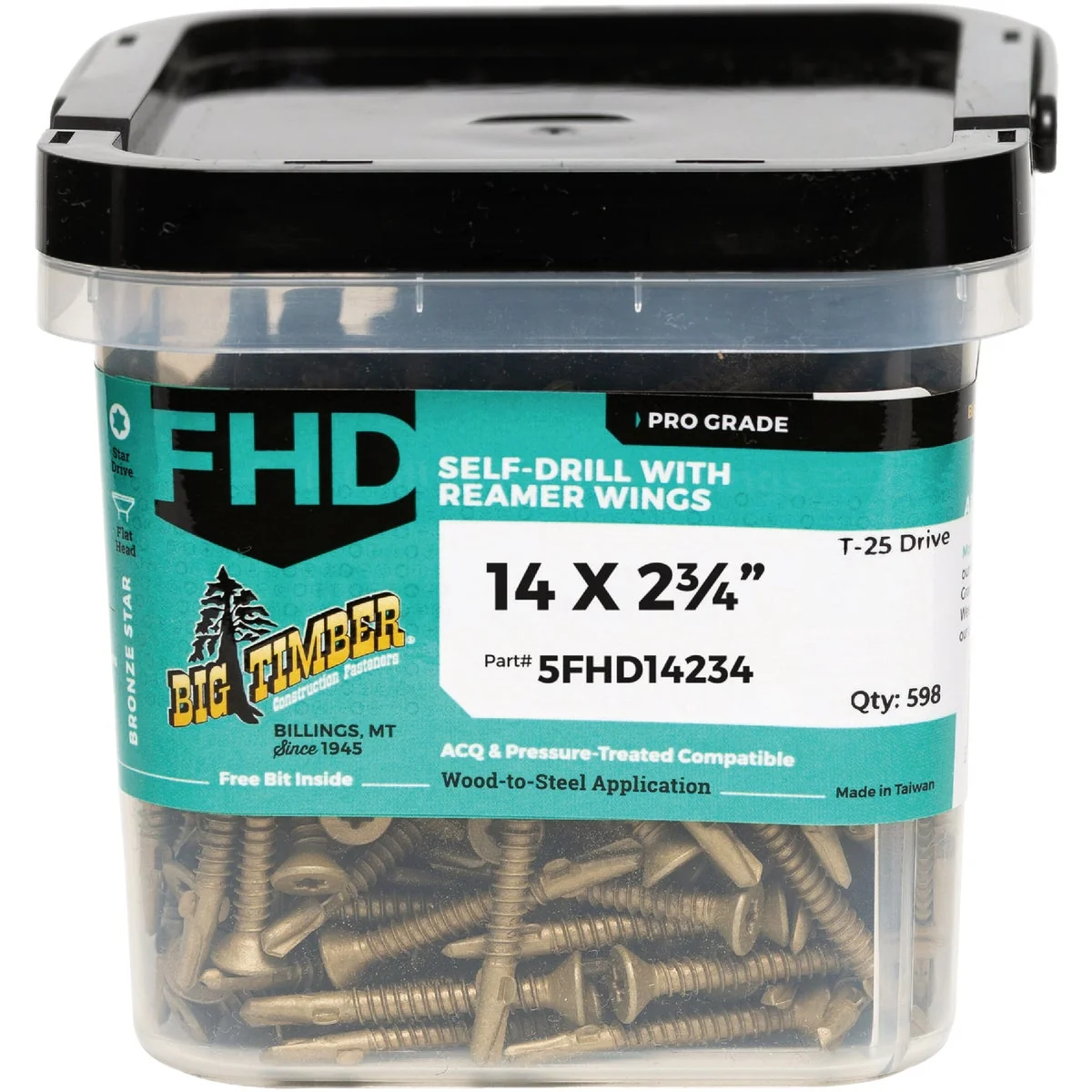 Easy-to-Use Big Timber 14 x 2-3 4 In. Flat Head Self-Drilling Wood to Metal Screw 5 Lb. Dependable