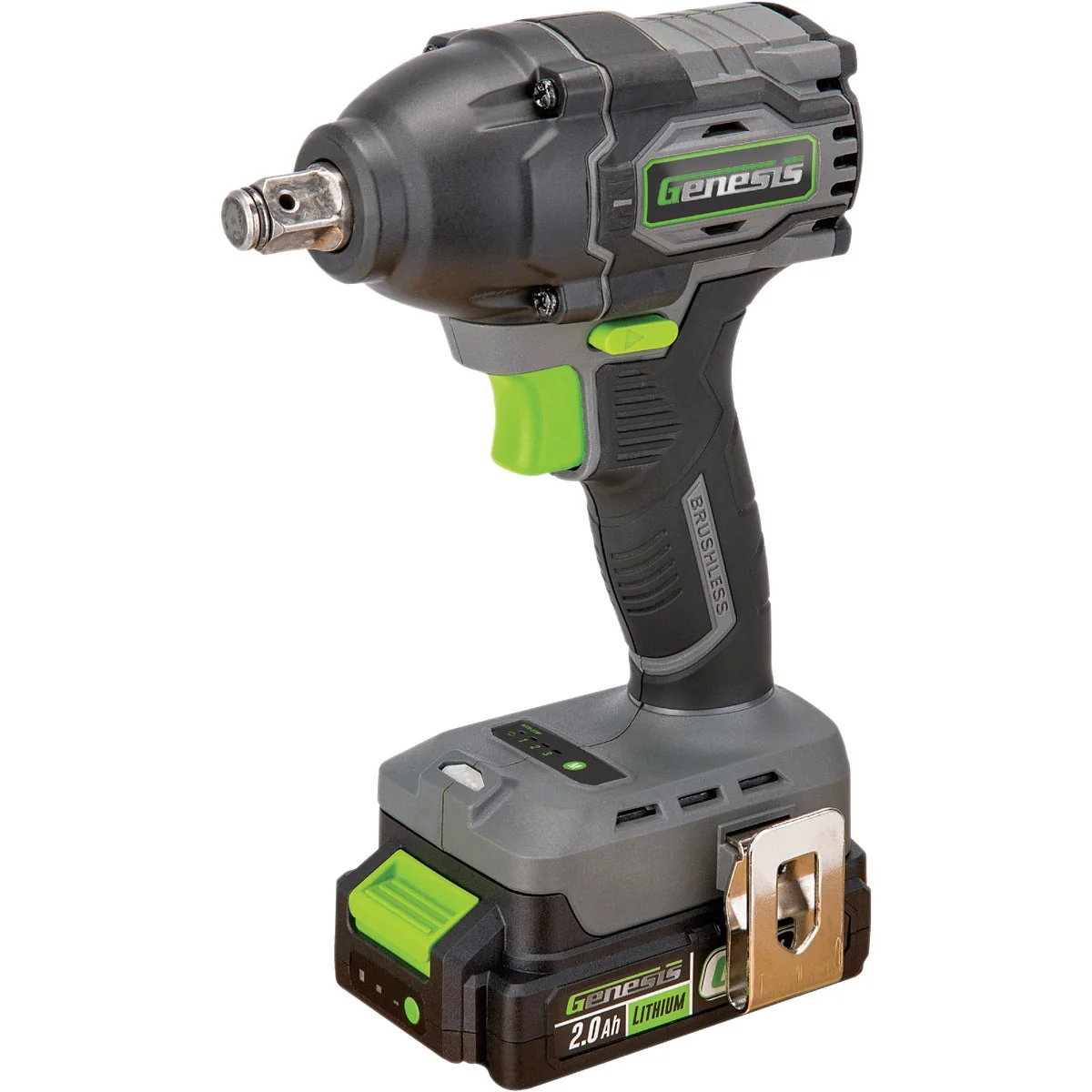 High-Performance Genesis 20 Volt Brushless 1 2 In. Cordless Impact Wrench Kit with 4 Impact Deep Sockets 2.0 Ah Battery Charger Innovative