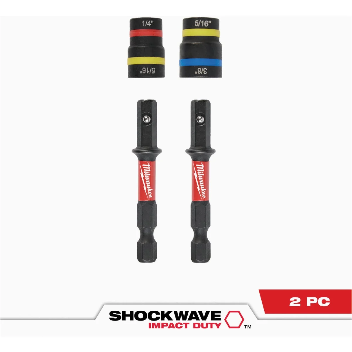 Functional Milwaukee SHOCKWAVE QUIK-CLEAR 2-in-1 Magnetic Impact Nut Driver Set 2-Piece Luxury