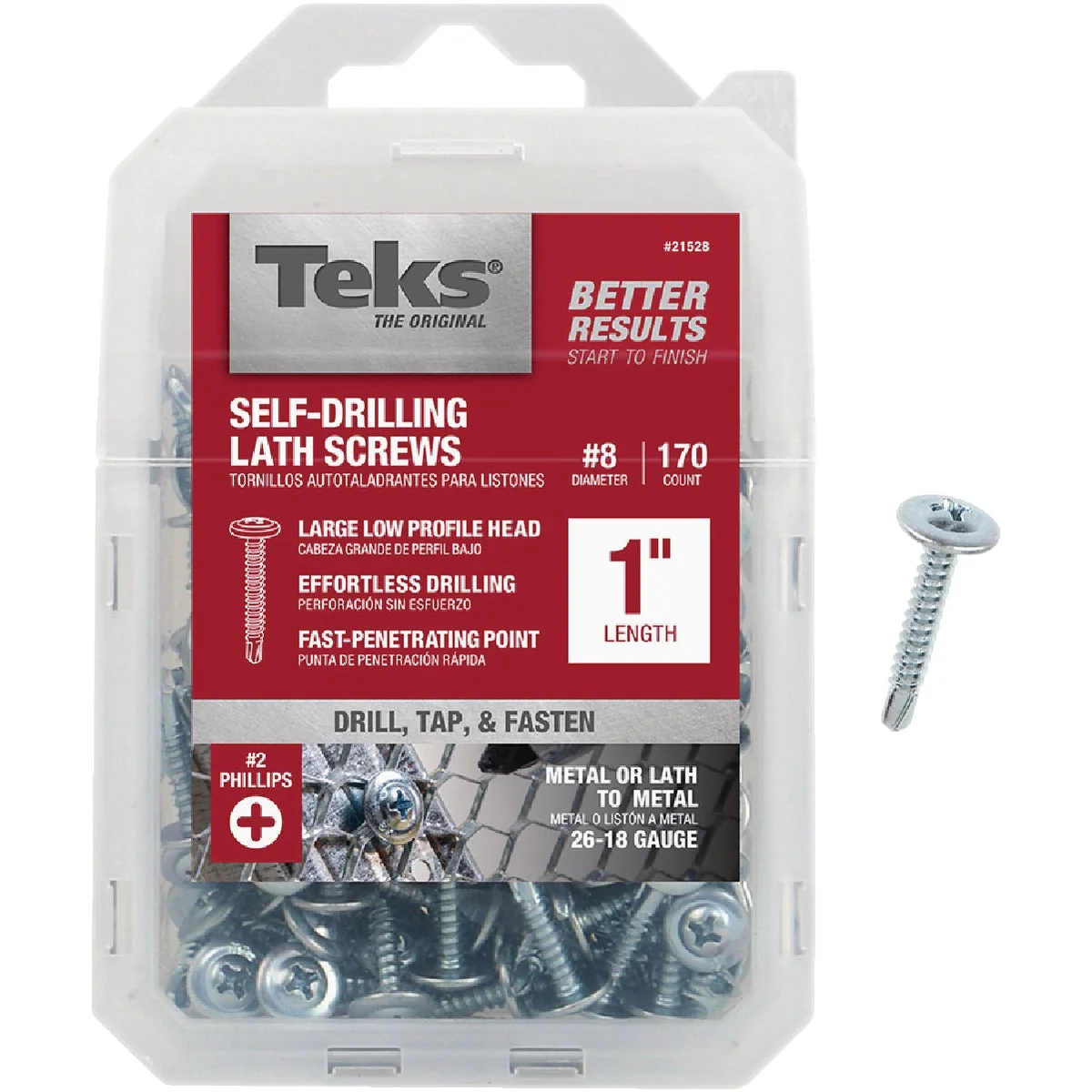 Official Teks 8 x 1 In. Modified Truss Head Drill Point Lath Screw 170 Ct. Solid