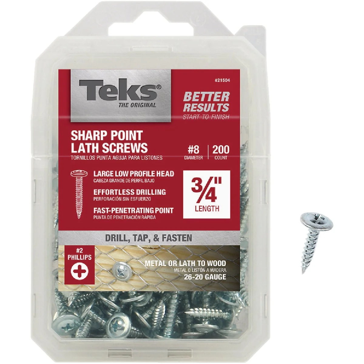 Effective Teks 8 x 3 4 In. Modified Truss Head Sharp Point Lath Screw 200 Ct. Crafted