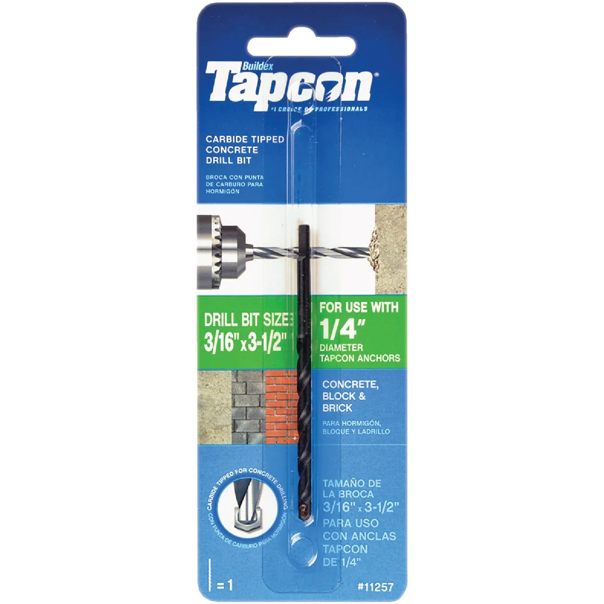 Reusable Tapcon 3 16 In. x 3-1 2 In. Masonry Drill Bit Practical