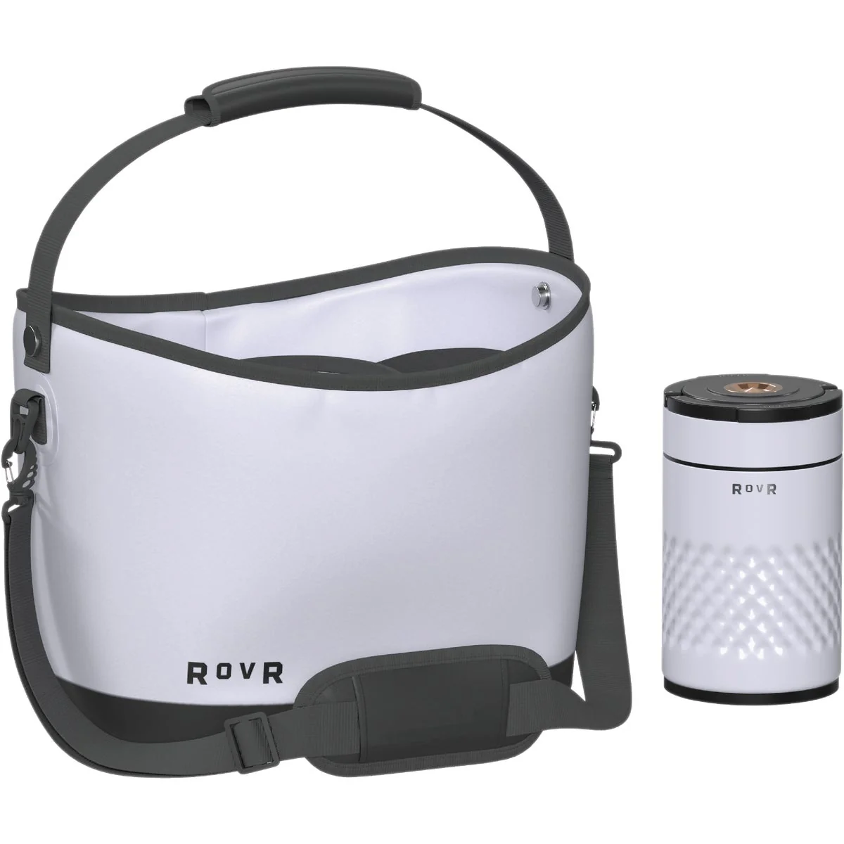 Pure RovR Products KeepR Beverage Tote Caddy with Ice Bucket Shoulder Strap Powder World-Class