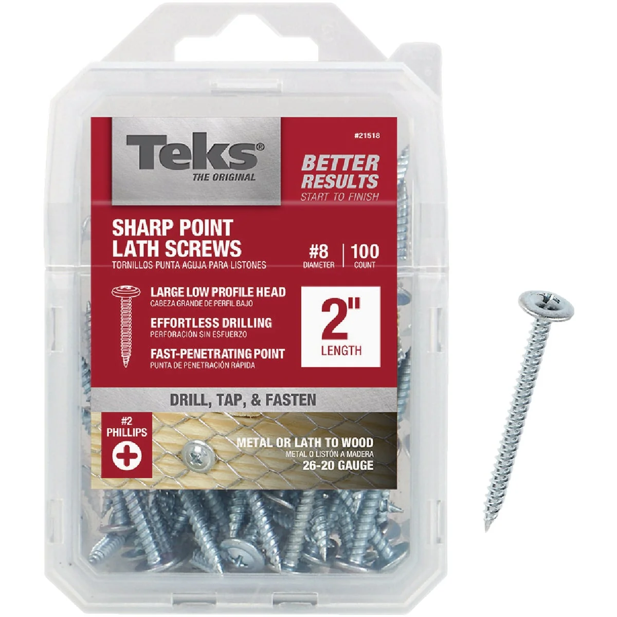 Fashionable Teks 8 x 2 In. Modified Truss Head Sharp Point Lath Screw 100 Ct. Professional