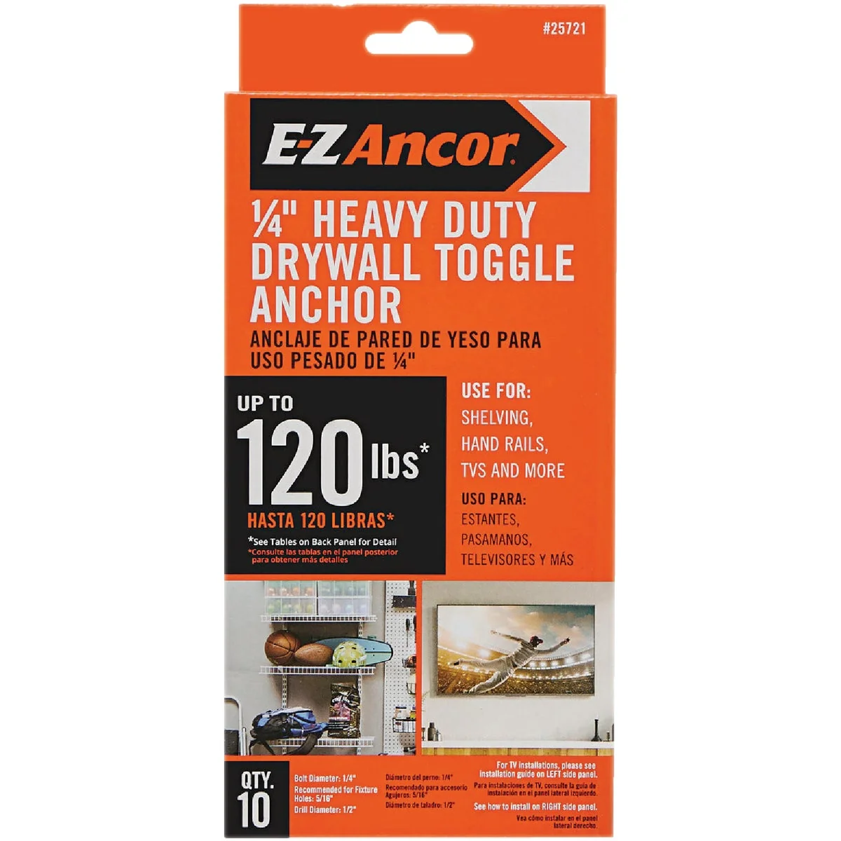 Effective E-Z Ancor 1 4 In. Heavy Duty Pull Toggle Drywall Anchor 25-Pack Pure