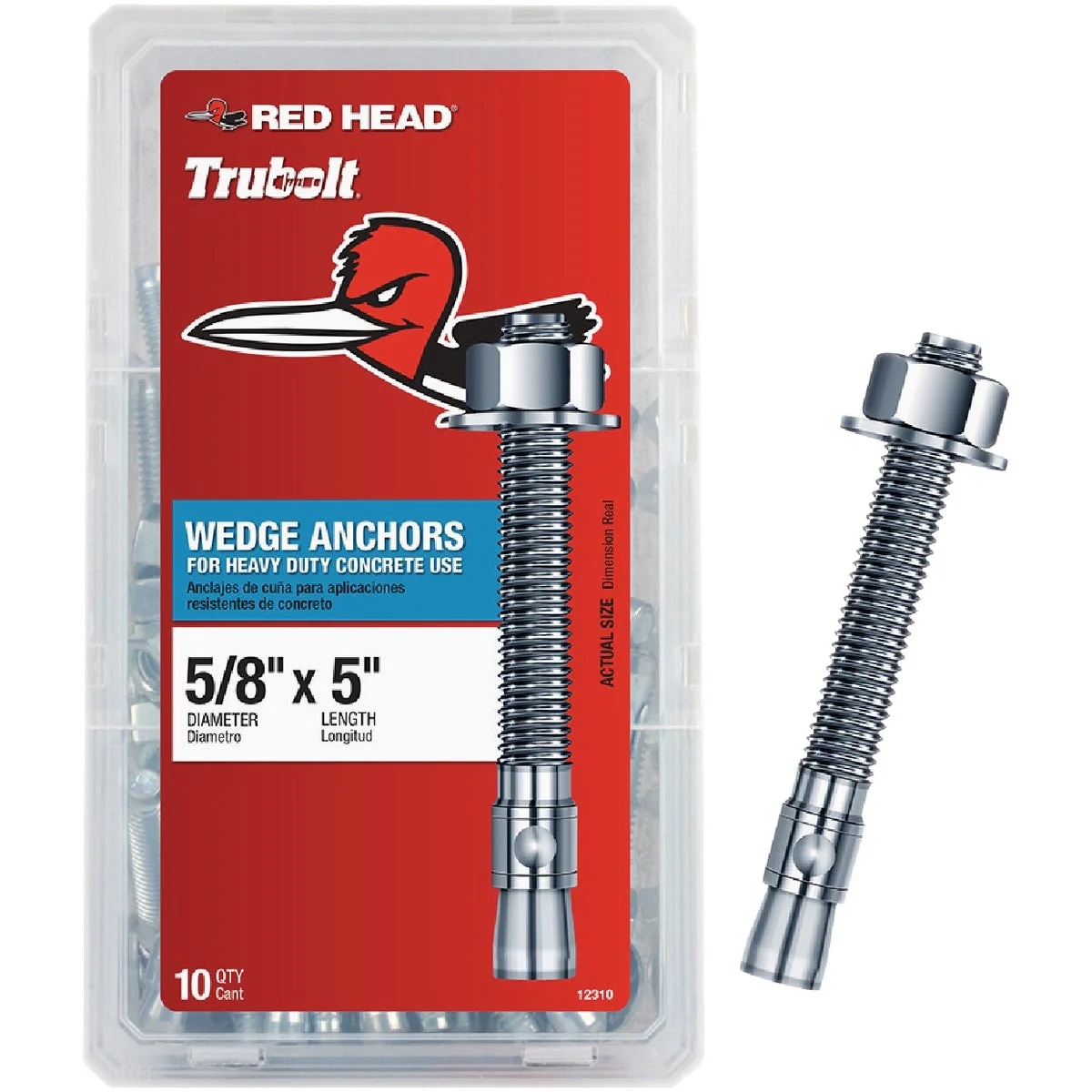 Pure Red Head 5 8 In. x 5 In. Wedge Anchor 10 Ct. Practical