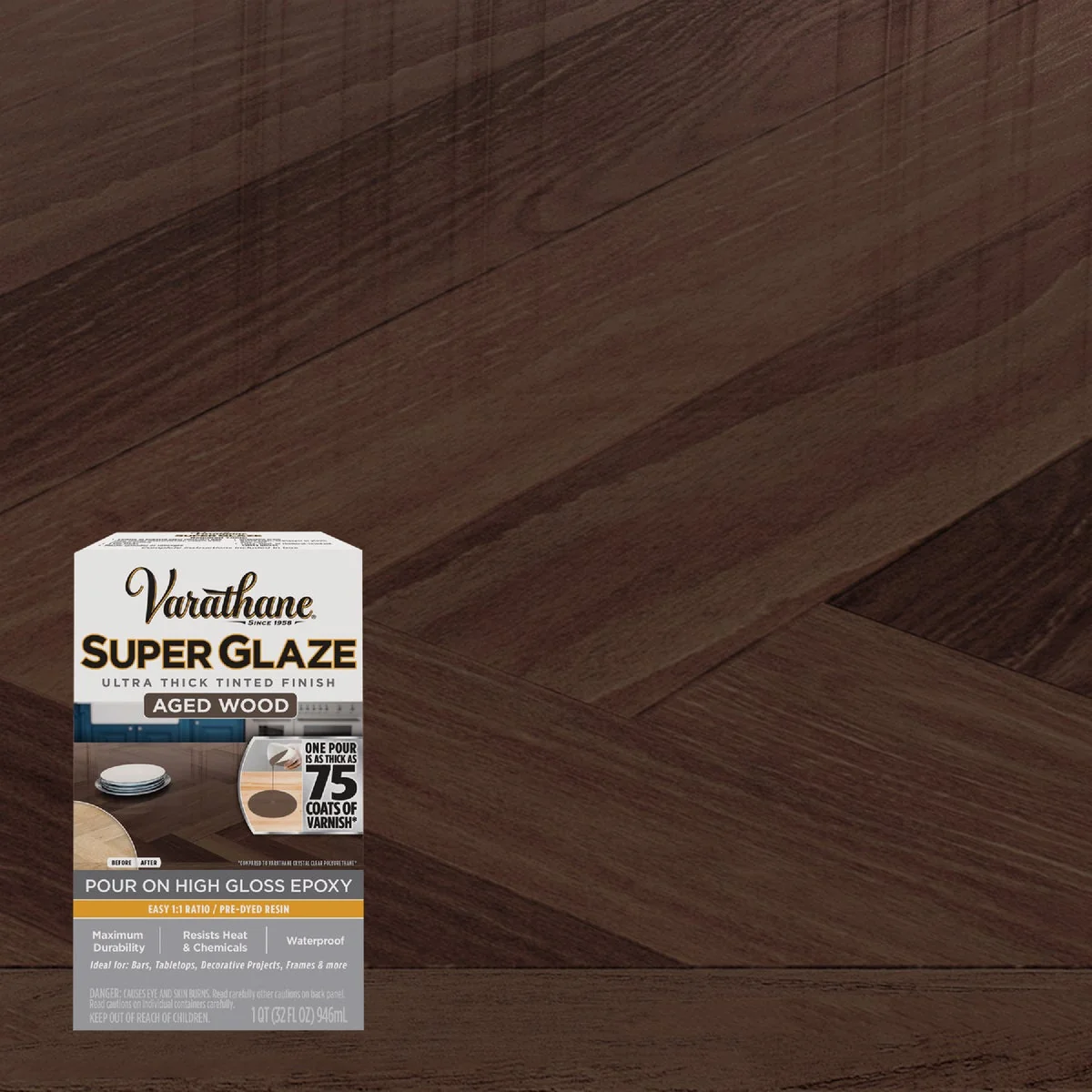 Eco-Friendly Varathane 1 Qt. Super Glaze Pour-On High Gloss Aged Wood Epoxy Resin Original Design