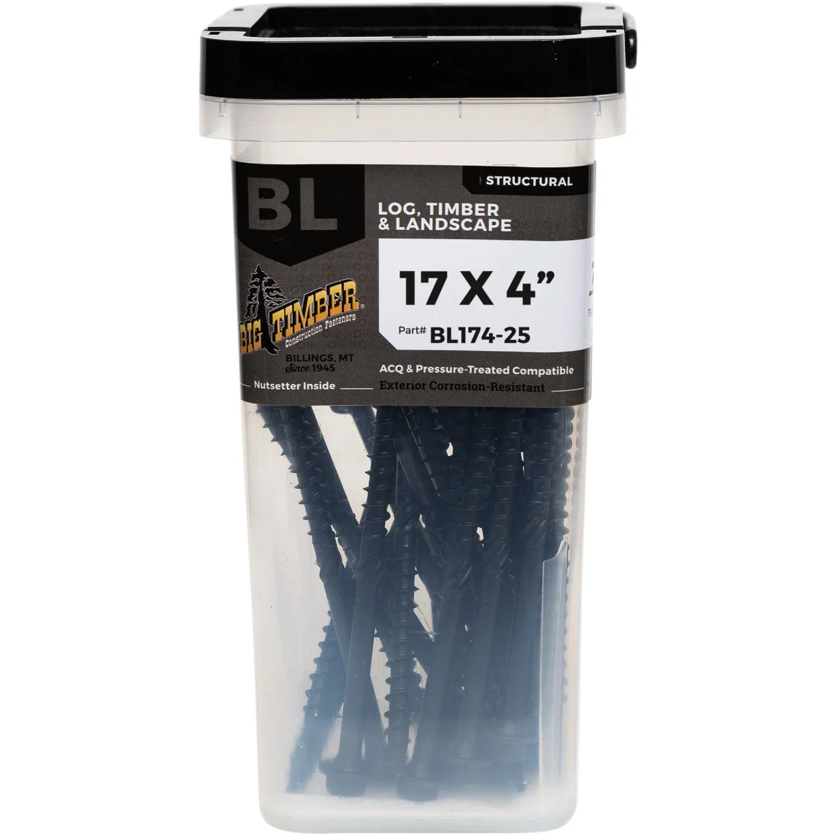 High-Grade Big Timber 17 x 4 In. Hex Head Black Structure Screw 25 Ct. Selected