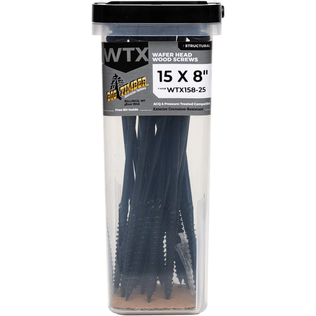 Refined Big Timber 15 x 8 In. Wafer Head Black Wood Screw 25 Ct. Reusable