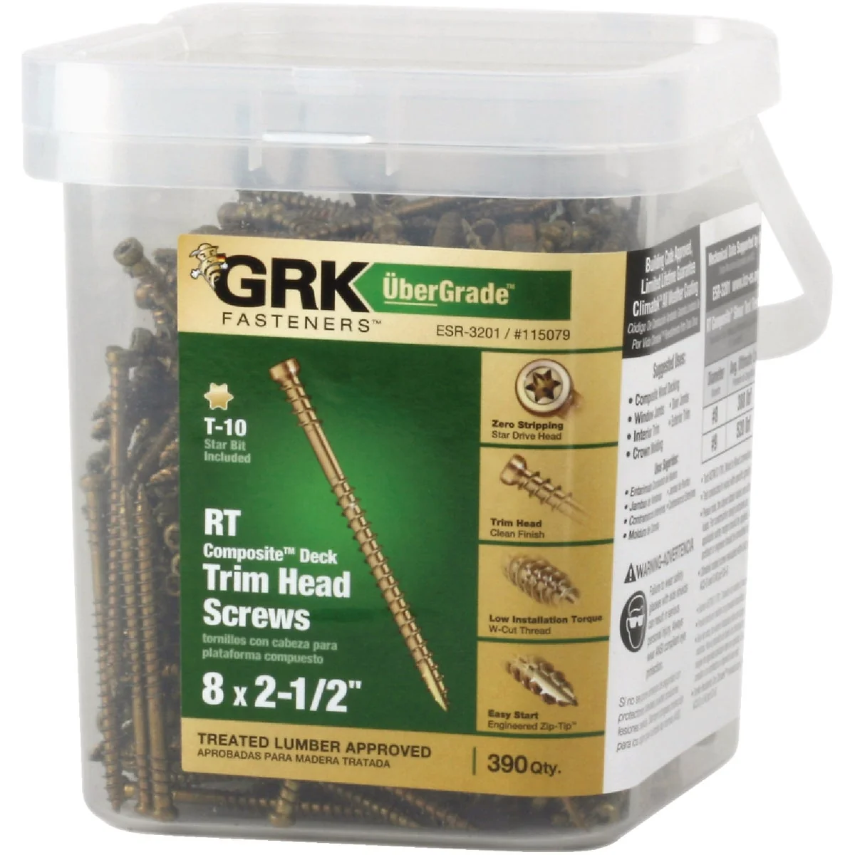 Green GRK 8 x 2-1 2 In. RT Composite Decking Screws 390 Ct. Reliable