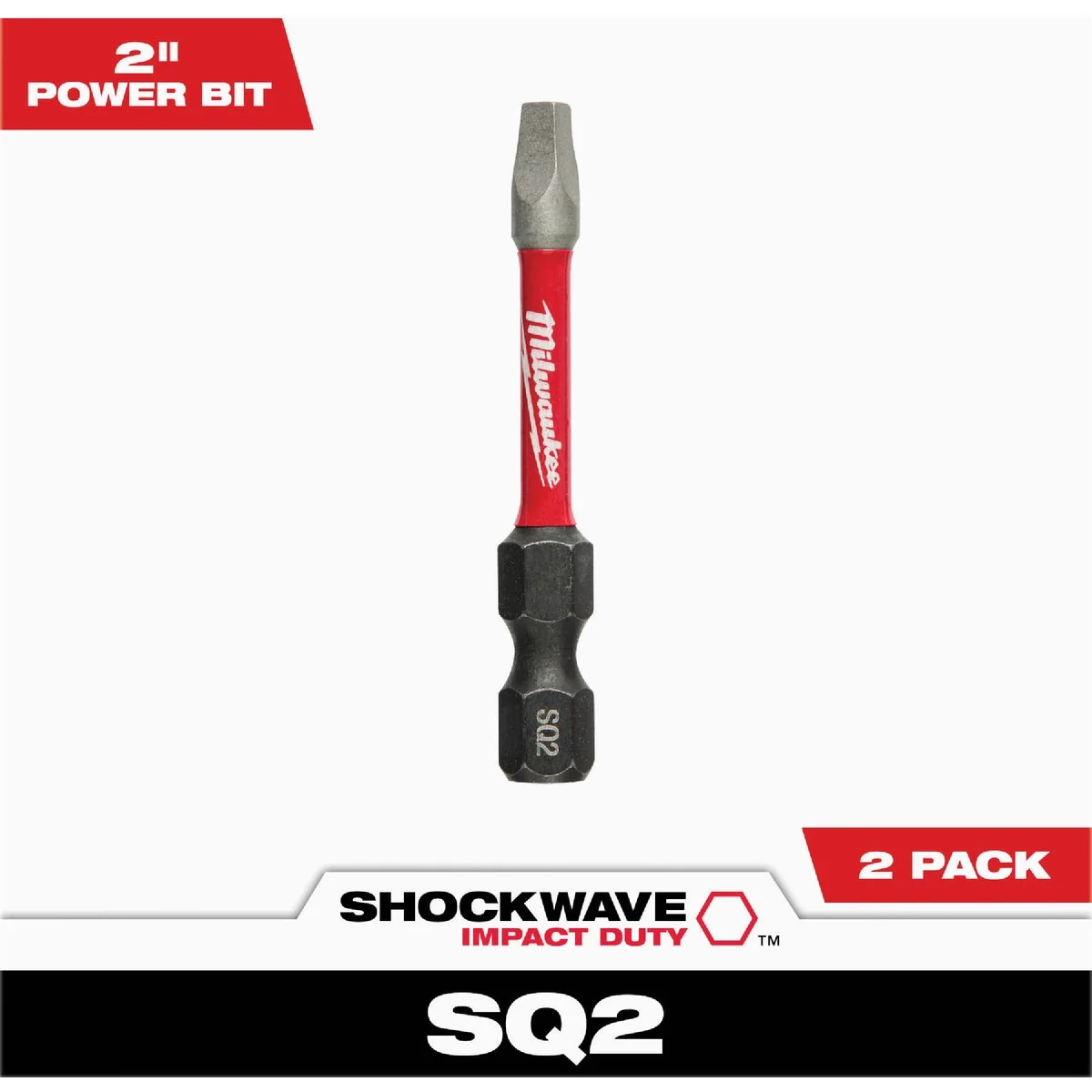 Flexible Milwaukee SHOCKWAVE 2 Square 2 In. Impact Duty Screwdriver Bit 2-Pack Environmentally Friendly