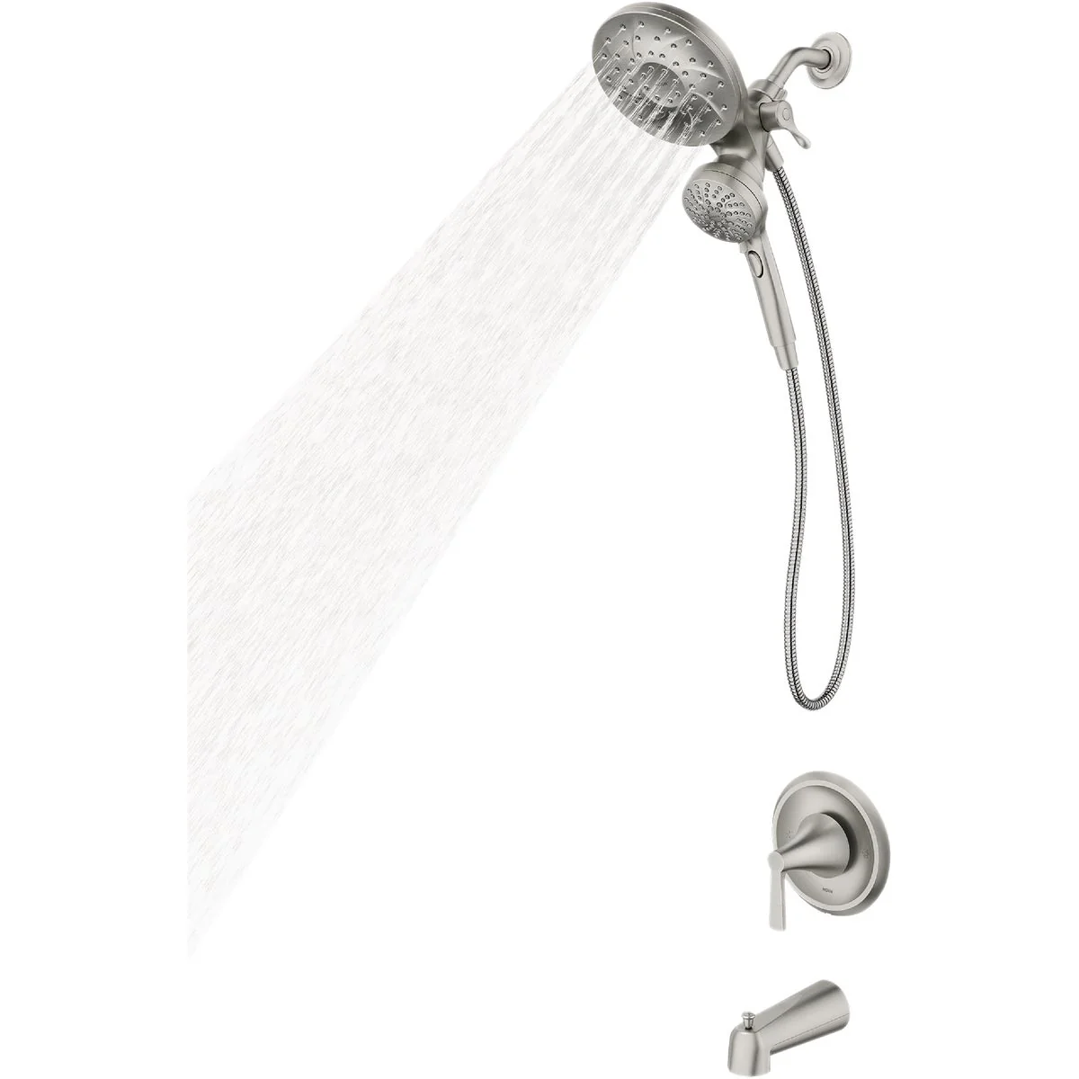 Fashionable Moen Mikah Spot Resist Brushed Nickel 1-Handle Tub Shower Faucet Long-Lasting