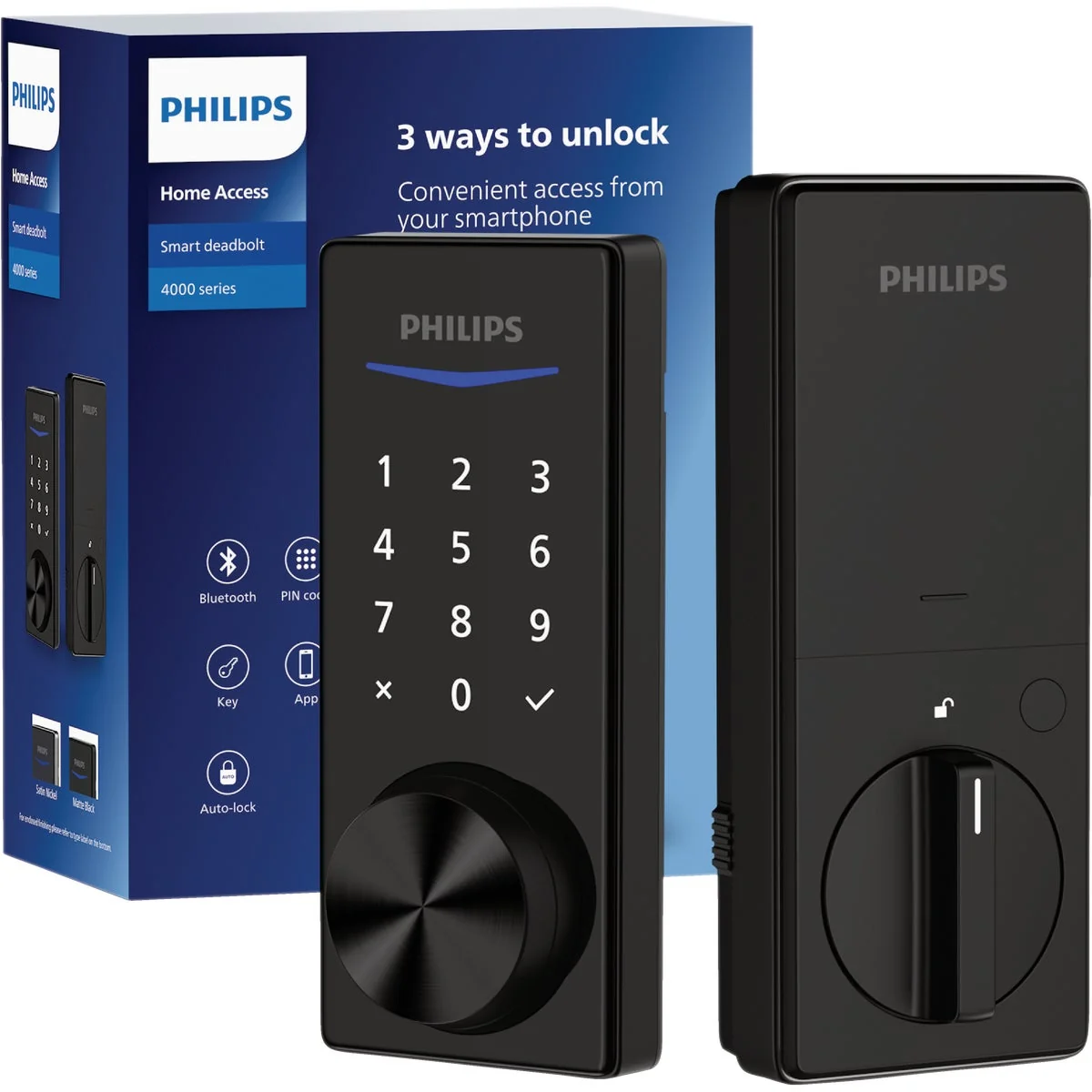 Fine Philips Bluetooth Touchscreen Electronic Deadbolt with Wifi Bridge Matte Black High-Performance