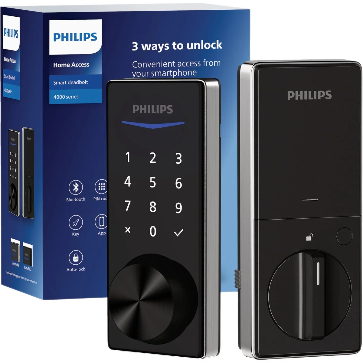 Fine Crafted Philips Bluetooth Fingerprint Touchscreen Electronic Deadbolt Satin Nickel Elite