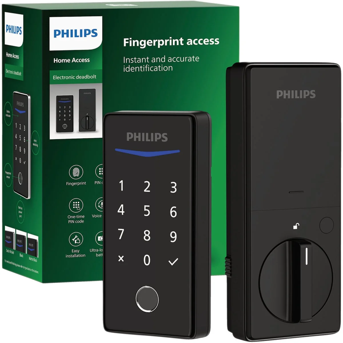 Eco-Friendly Philips Smart Lock Electronic Deadbolt Matte Black Trendy