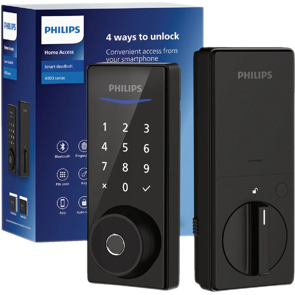 Comfortable Philips Bluetooth Fingerprint Touchscreen Electronic Deadbolt Matte Black Excellent