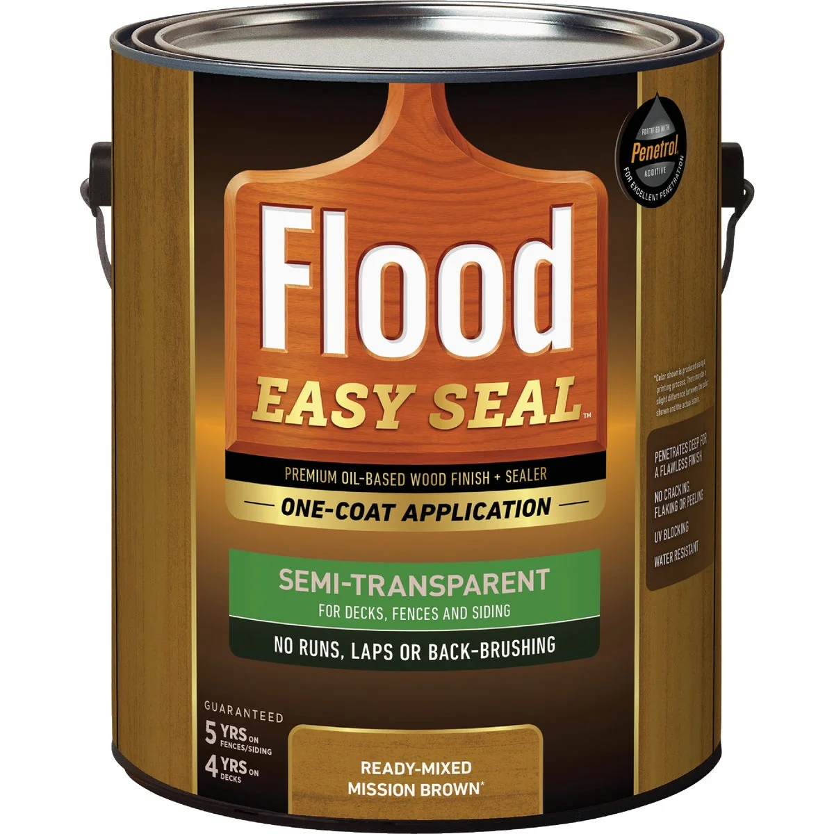 Versatile Flood Easy Seal Semi-Transparent Premium Oil-Based Stain and Sealer Mission Brown 1 Gal. Specialty