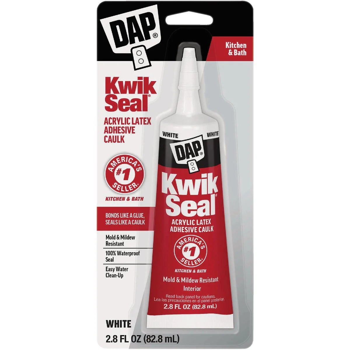 Smooth DAP Kwik Seal 2.8 Oz. White Kitchen Bath Adhesive Caulk Verified