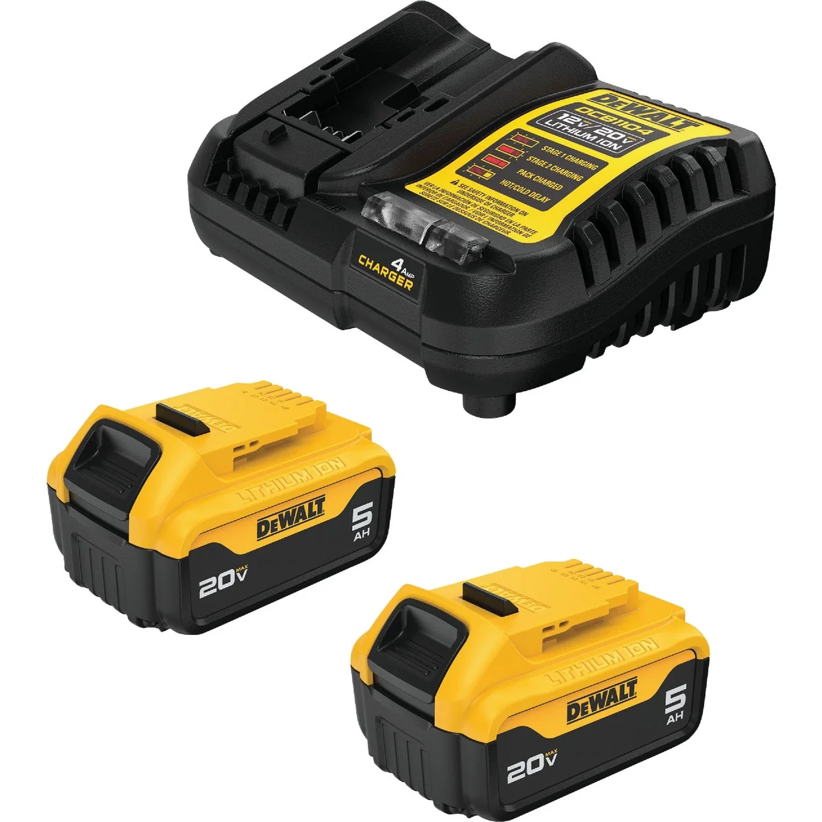 Casual DEWALT 20V MAX Premium Lithium-Ion 2 5.0 Ah Battery Pack Charger Kit Enhanced